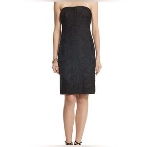 NWT WHITE HOUSE BLACK MARKET SOUTACHE BLACK STRAPLESS DRESS SIZE 10